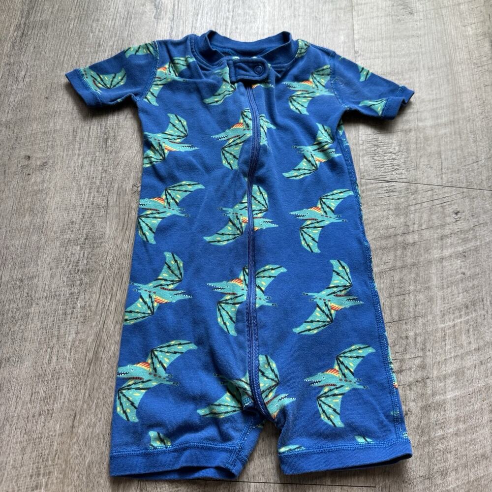 Hanna Andersson Organic Cotton Pterodactyl Dino Print Zip Coverall One-Piece 2T
